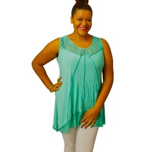 Plus Sz Shark Tooth Hem Tunic